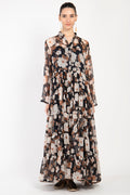 Louna Cotton Silk Tiered Floral Dress