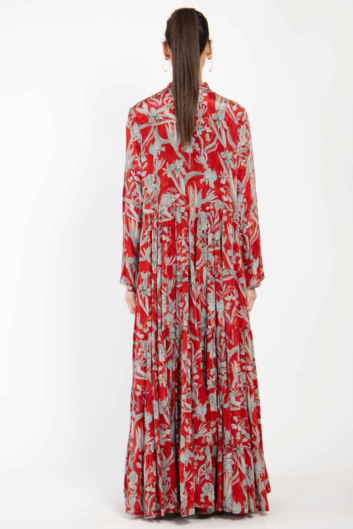 Louna Silk Tiered Red Dress