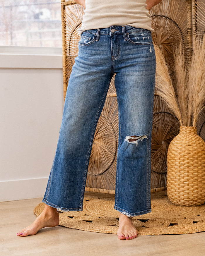 Lovervet I Knew It Distressed Knee Wide Leg Jeans Lovervet