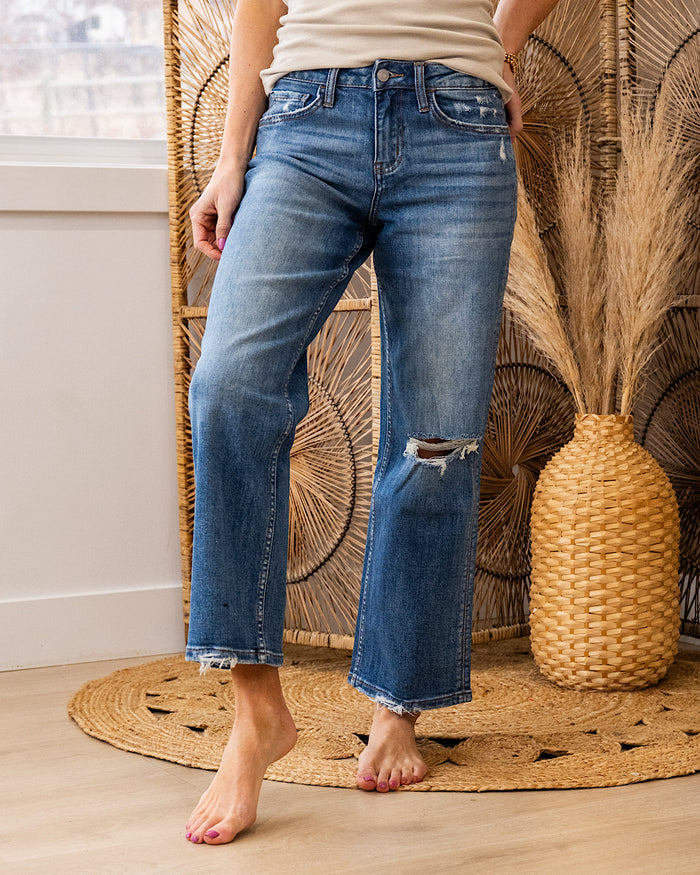 Lovervet I Knew It Distressed Knee Wide Leg Jeans Lovervet
