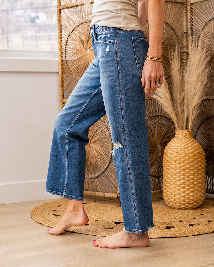 Lovervet I Knew It Distressed Knee Wide Leg Jeans Lovervet