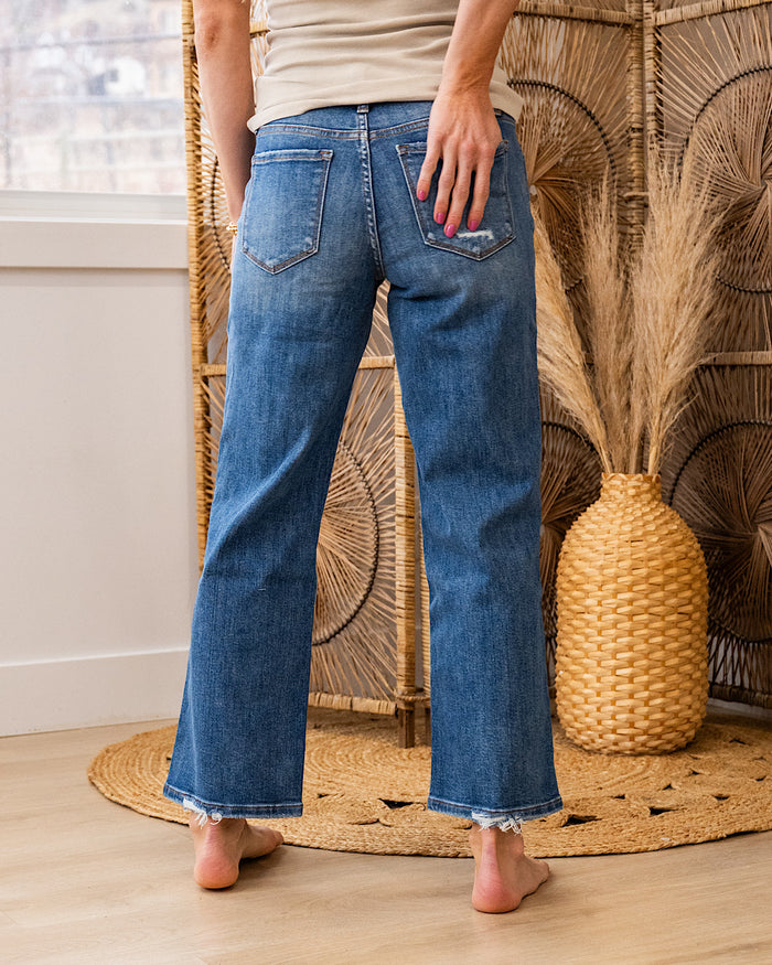 Lovervet I Knew It Distressed Knee Wide Leg Jeans Lovervet