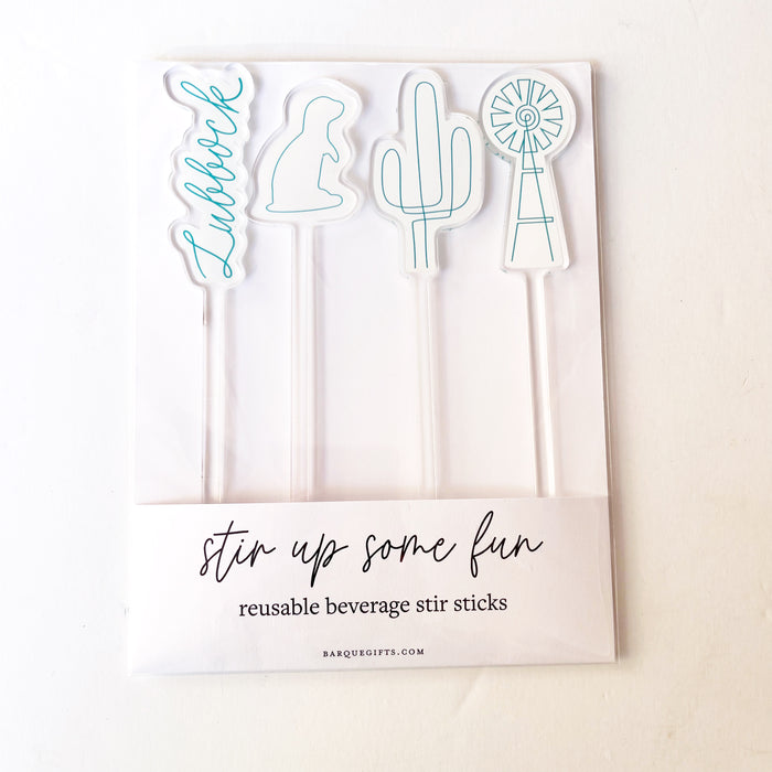 Lubbock Outline Stir Sticks (set of 4)