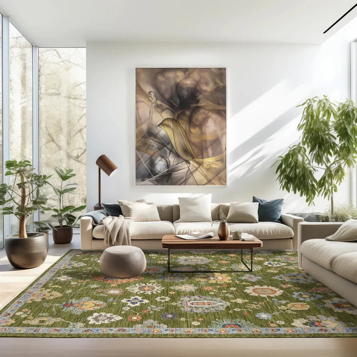 Oriental Weavers Area Rugs Lucca Area Rugs 2863e Oushak Green Wool-Nylon Blend In 8 Sizes
