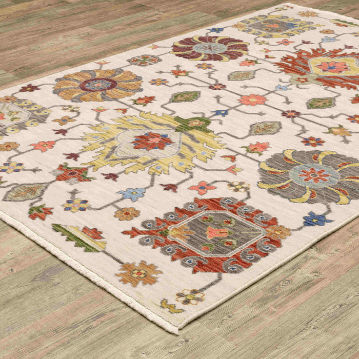 Oriental Weavers Area Rugs Lucca Area Rugs 8111w Oushak Ivory Wool-Nylon Blend In 8 Sizes