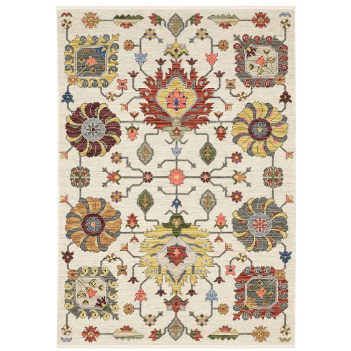 Oriental Weavers Area Rugs Lucca Area Rugs 8111w Oushak Ivory Wool-Nylon Blend In 8 Sizes