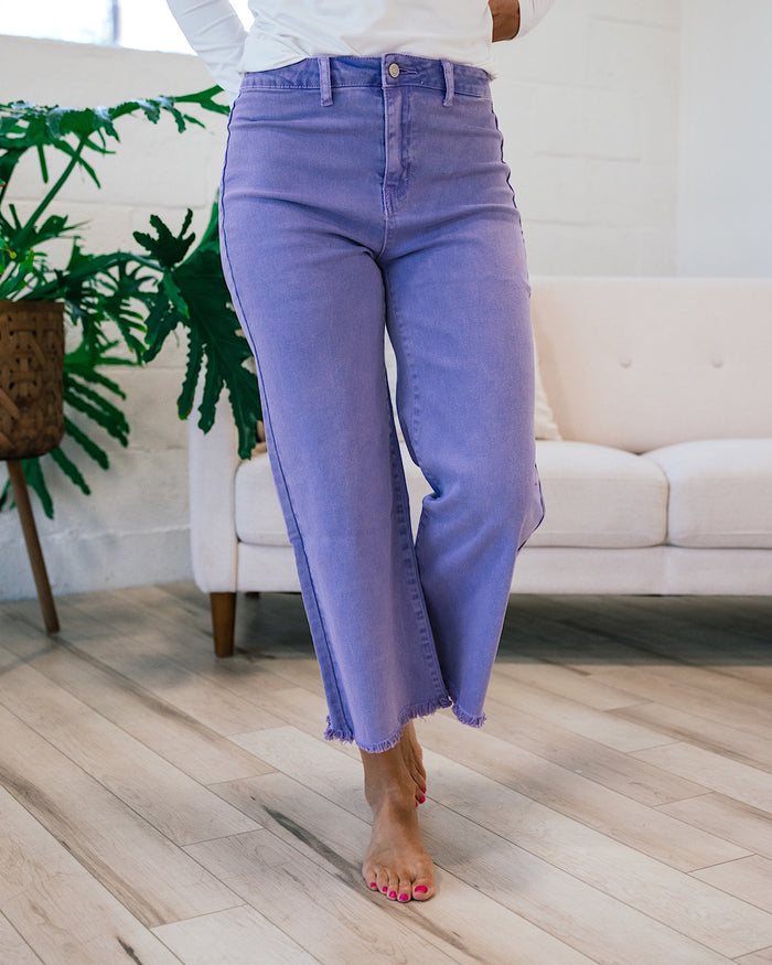 Mae Wide Leg Cropped Jeans - Color Options Available! Zenana Violet