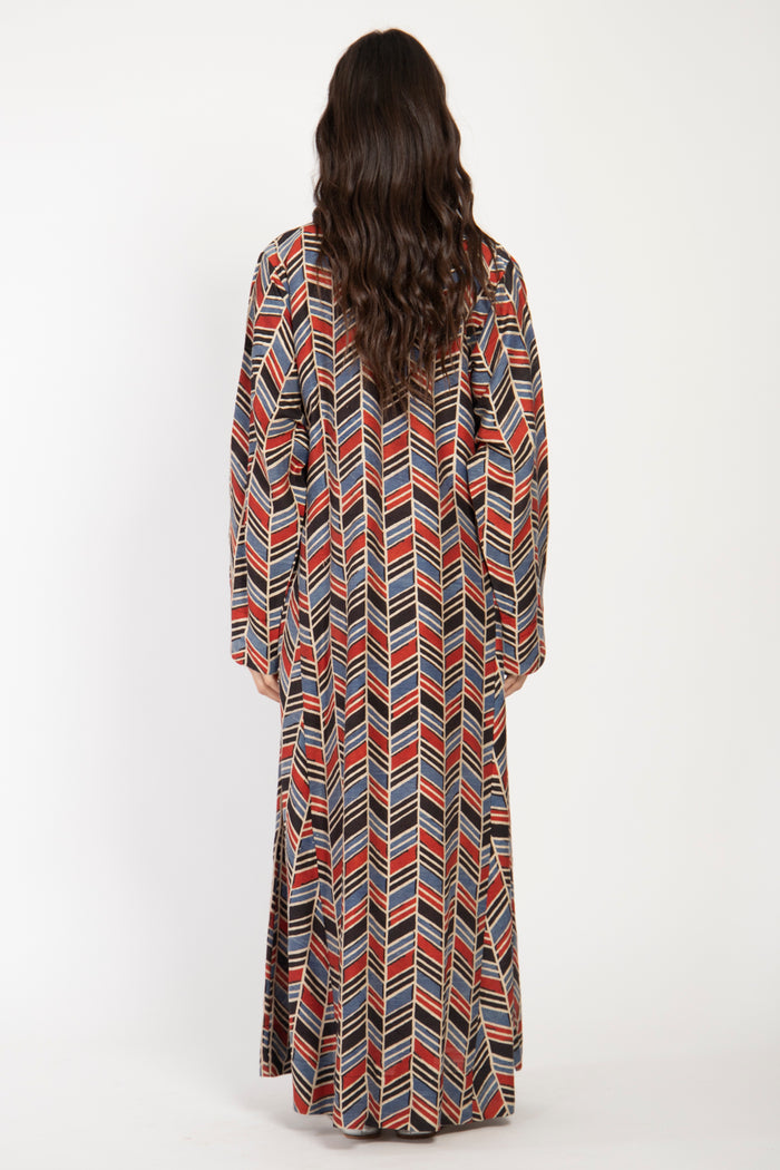Malaki Cotton Printed Herringbone Dress