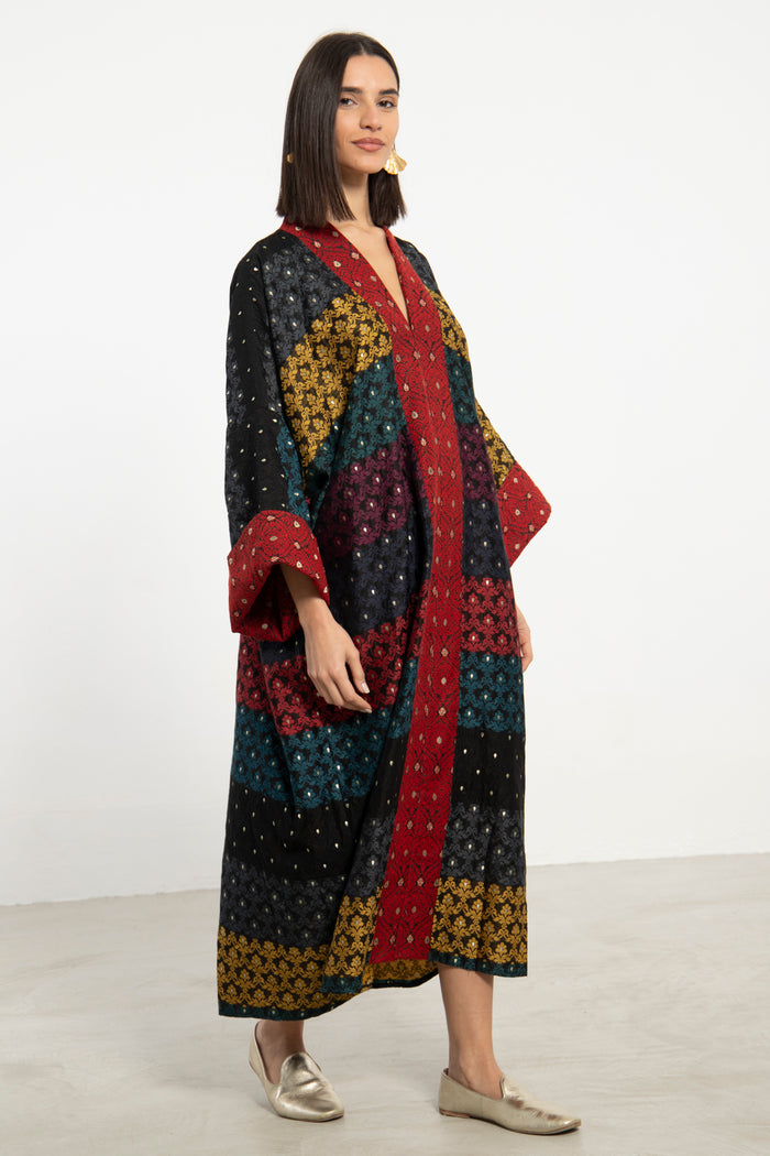 Maliha Silk Patchwork Multicolor Dress