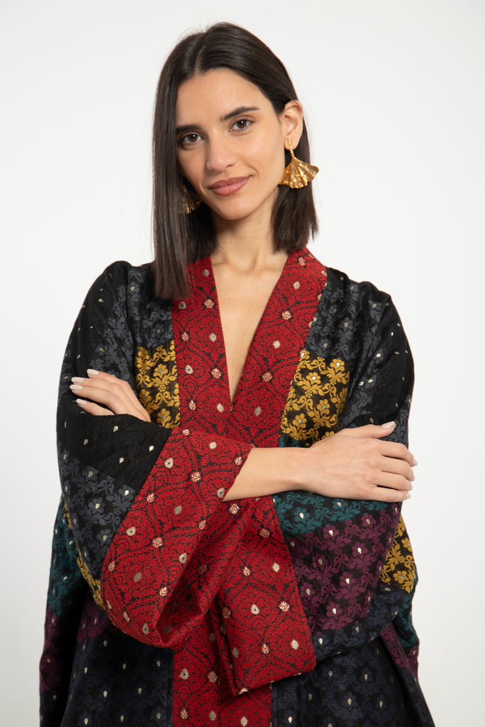 Maliha Silk Patchwork Multicolor Dress