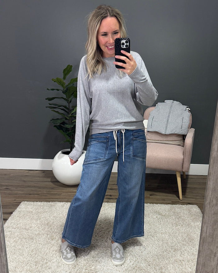 Marley Dolman Sleeve Lightweight Sweater - Heather Gray SALE Staccato