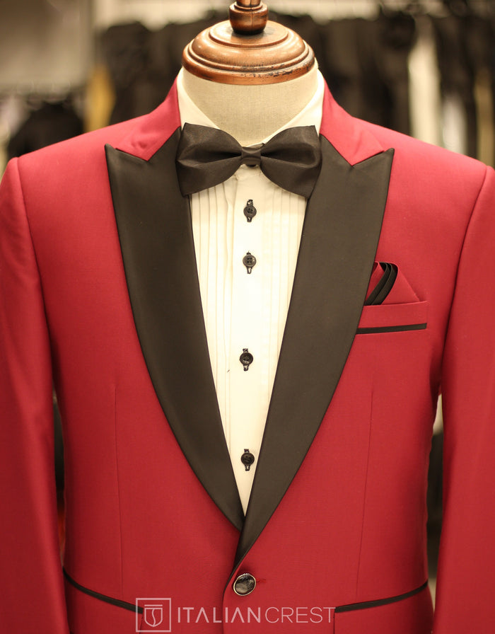 Maroon 2-Piece Tuxedo Suit