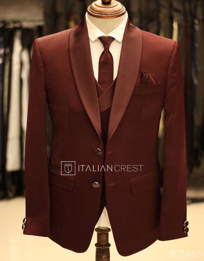 Maroon 5pc Wedding Suit