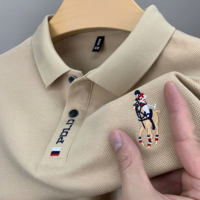Men’s Beige Polo Shirt Front View – Dubai MPT-701