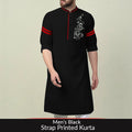 Mens Black Strap Printed Kurta