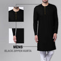 Mens Black Zipper Kurta