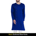 Men's Buttoned Blue Kurta