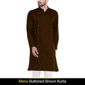 Men's Buttoned Brown Kurta