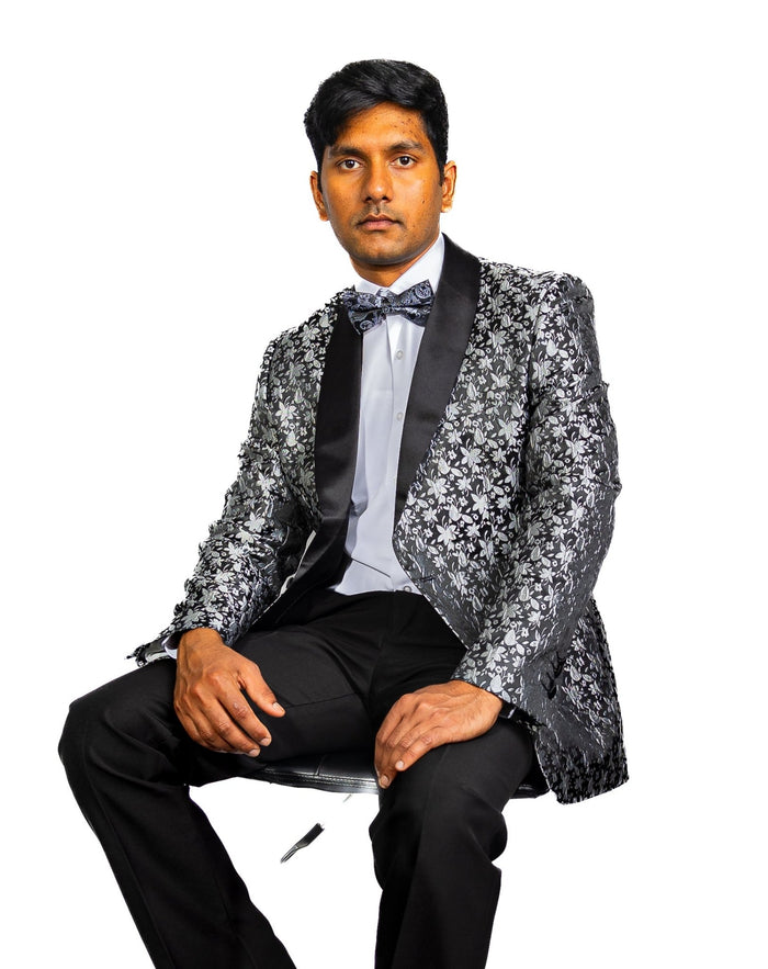 Men's Dress Party Black White Suit Jacket Slim One Button Stylish Blazer XX-1018 - SimonVon Shop