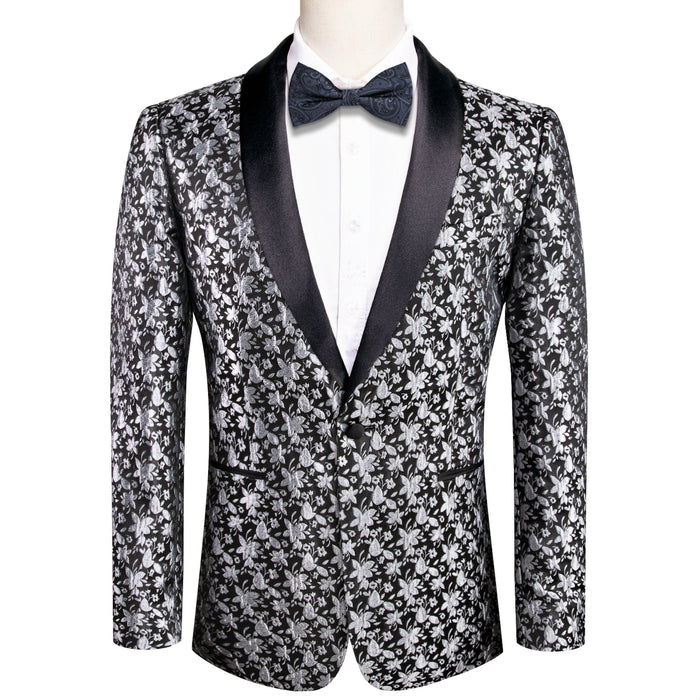 Men's Dress Party Black White Suit Jacket Slim One Button Stylish Blazer XX-1018 - SimonVon Shop