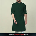 Men's Green Plain Kurta