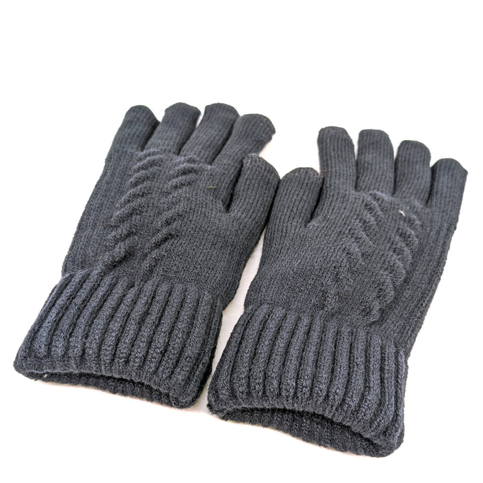 Mens Knitted Gloves - Navy