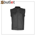 Mens Real Leather Anarchy Motorcycle Leather Vest - Leather Outlet