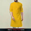 Men's Yellow Plain Kurta