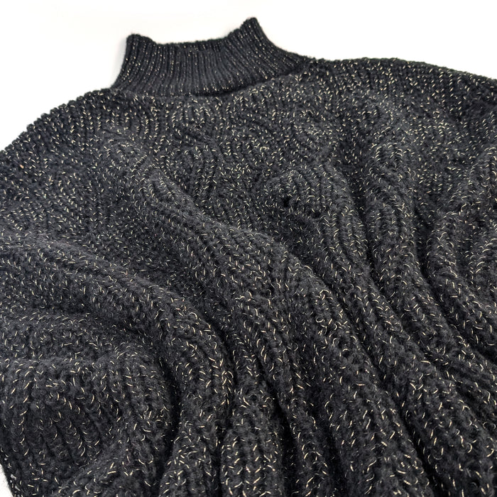 Merbuk - High Neck Jumper Style Poncho - Sparkly Black