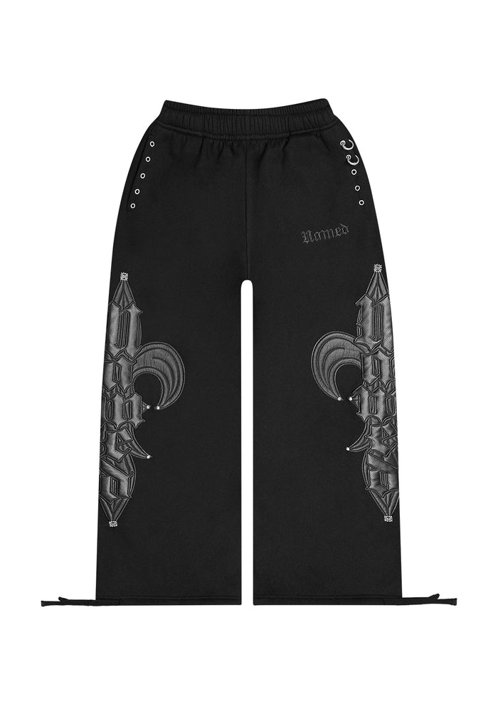 MIDNIGHT STUDDED OVERSIZED SWEATPANTS BLACK