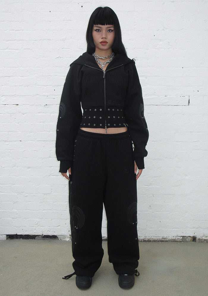 MIDNIGHT STUDDED OVERSIZED SWEATPANTS BLACK