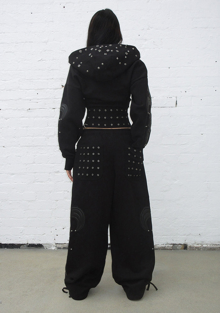 MIDNIGHT STUDDED OVERSIZED SWEATPANTS BLACK