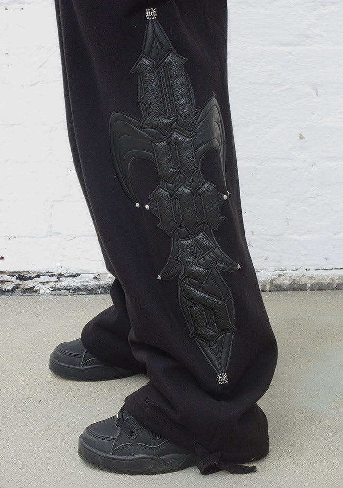 MIDNIGHT STUDDED OVERSIZED SWEATPANTS BLACK