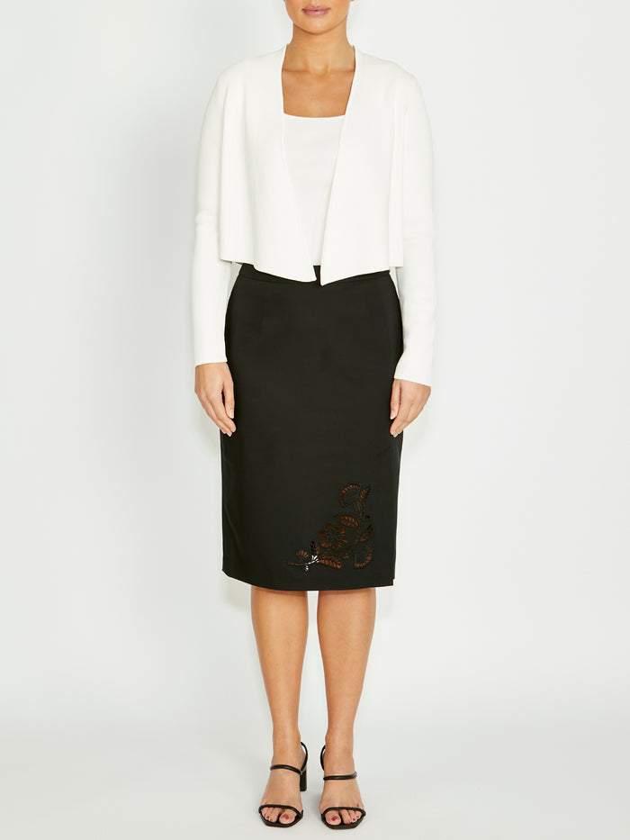 Women's Knit Easy Fit Jacket in White | Milano