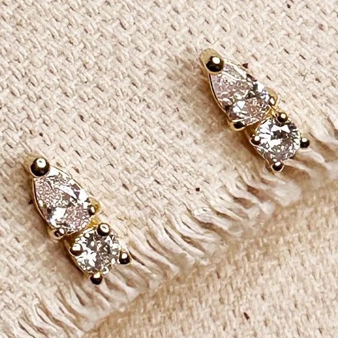 Mini Cz Drop Stud Earrings