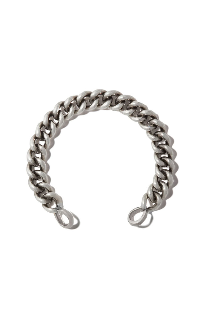 Mini Mega Curb Chain Bracelet - Silver With Silver Loops