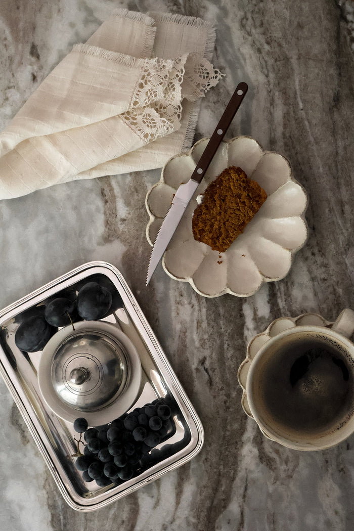 Mini Pewter & Ceramic Butter Dish Set