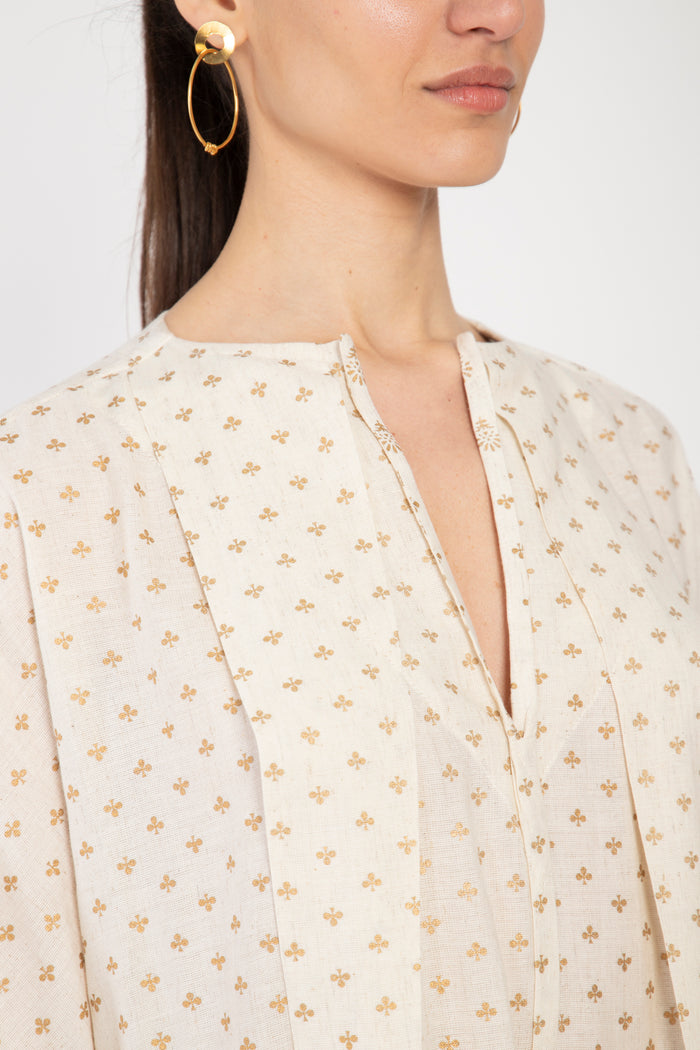 Mira Cotton Canvas Gold Dress