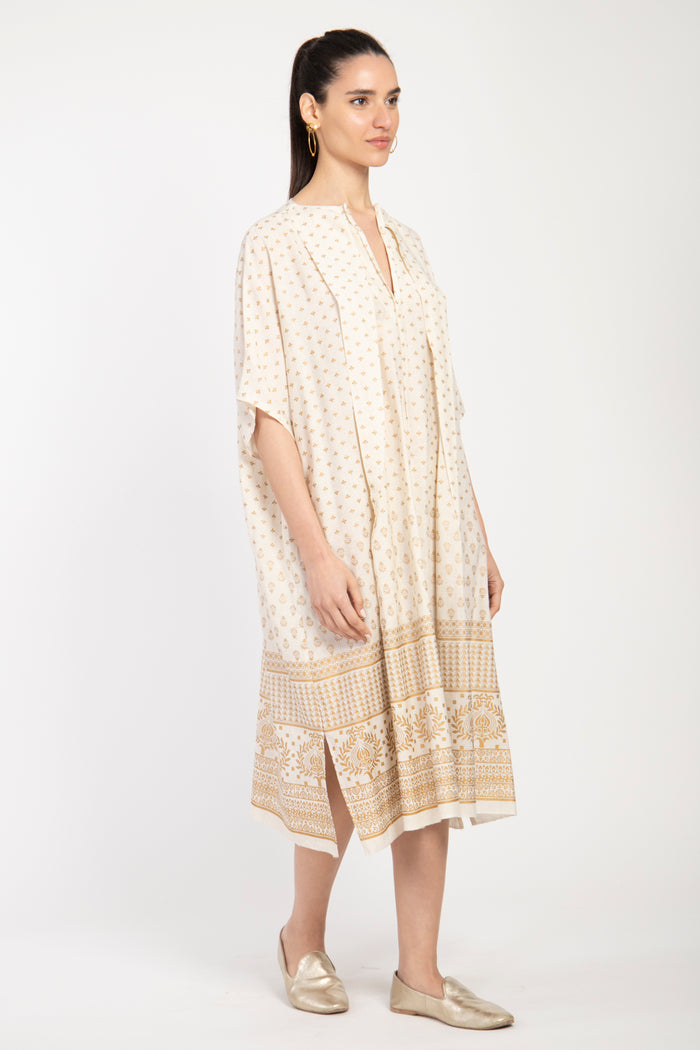Mira Cotton Canvas Gold Dress