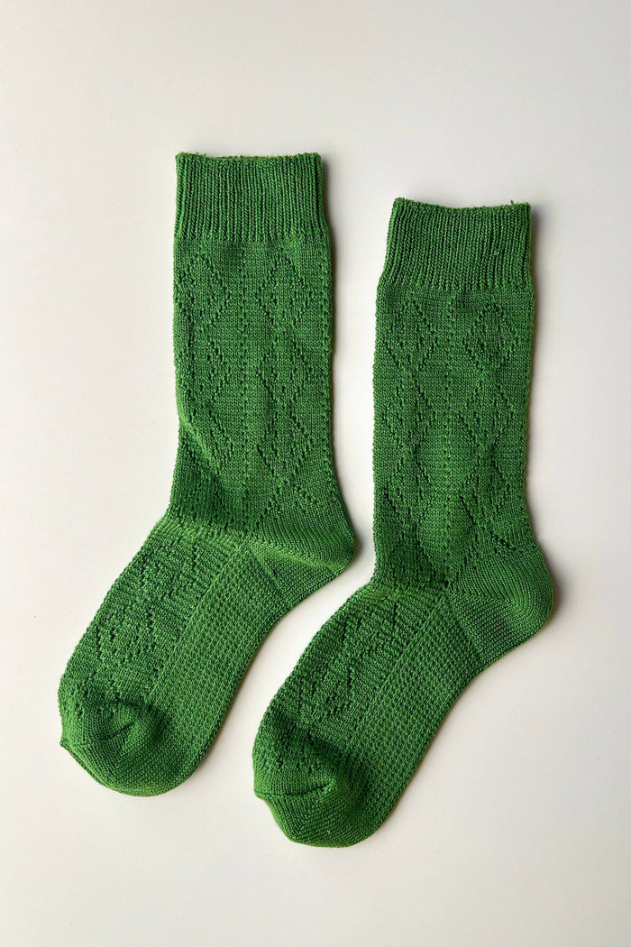 Modal Eyelet Socks - Palm Green