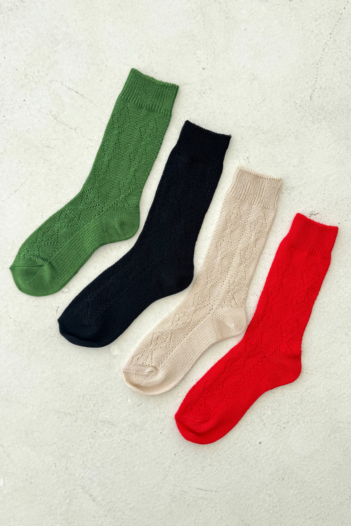 Modal Eyelet Socks - Palm Green