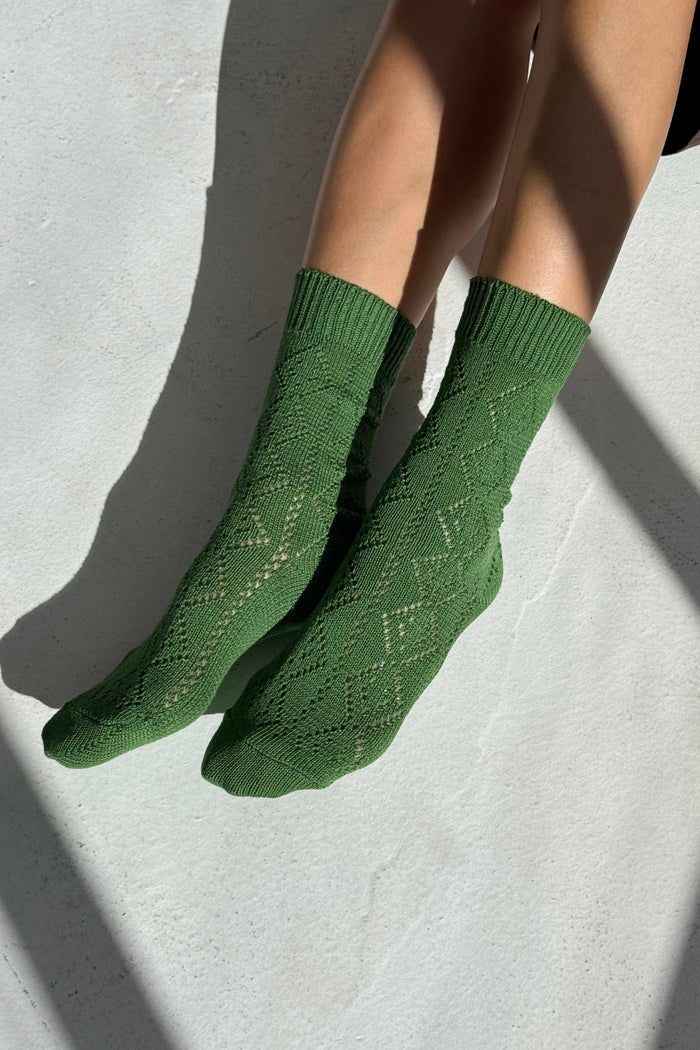 Modal Eyelet Socks - Palm Green