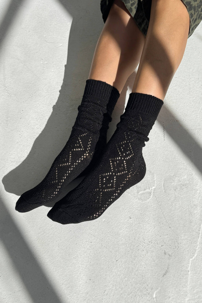 Modal Eyelet Socks - Palm Green
