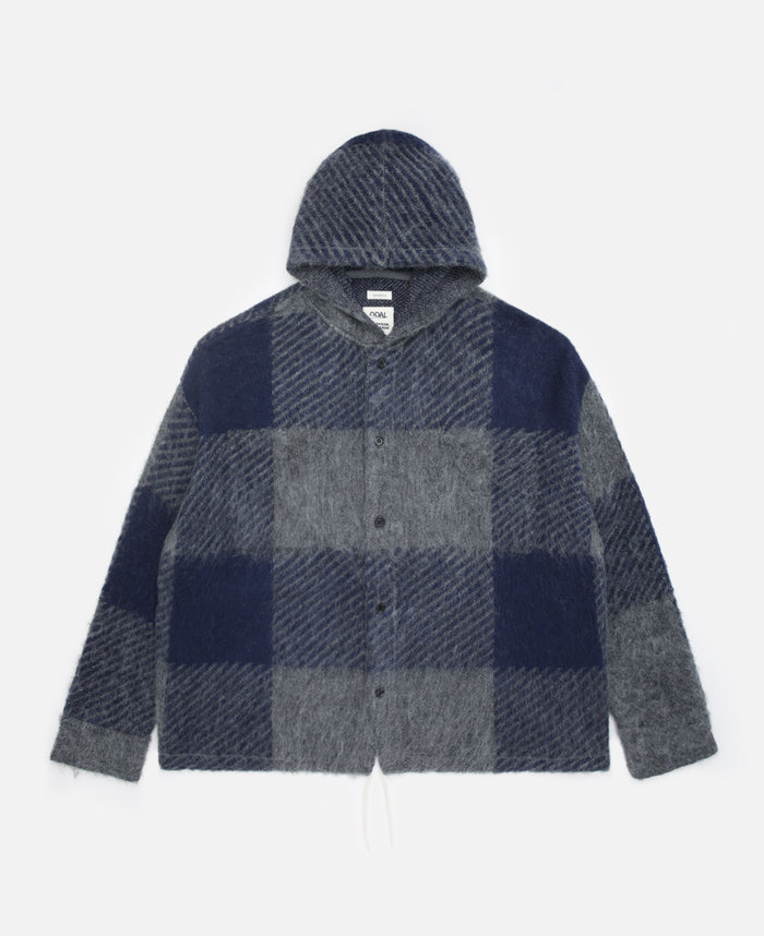 Mohair Hooded Shirt Jacket (Blue)