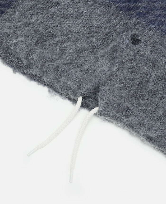 Mohair Hooded Shirt Jacket (Blue)