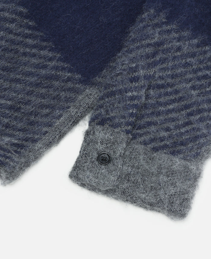 Mohair Hooded Shirt Jacket (Blue)