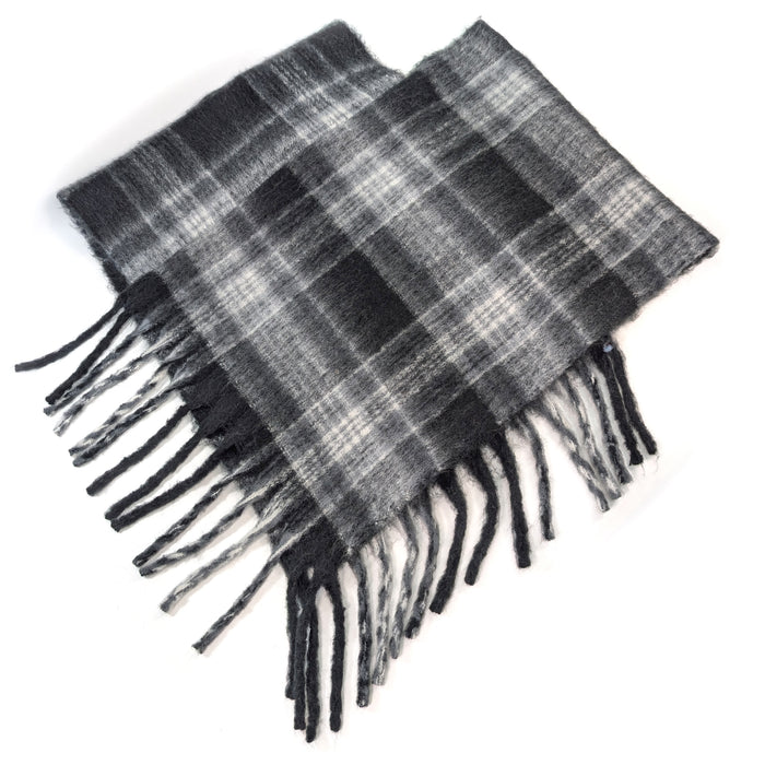 Monochrome Check Plaid Poncho - Thick Cosy Feel