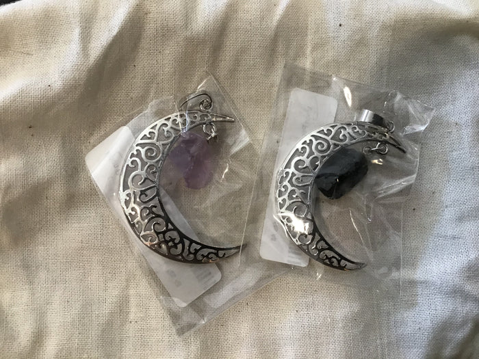 Moon pendant with hanging stone