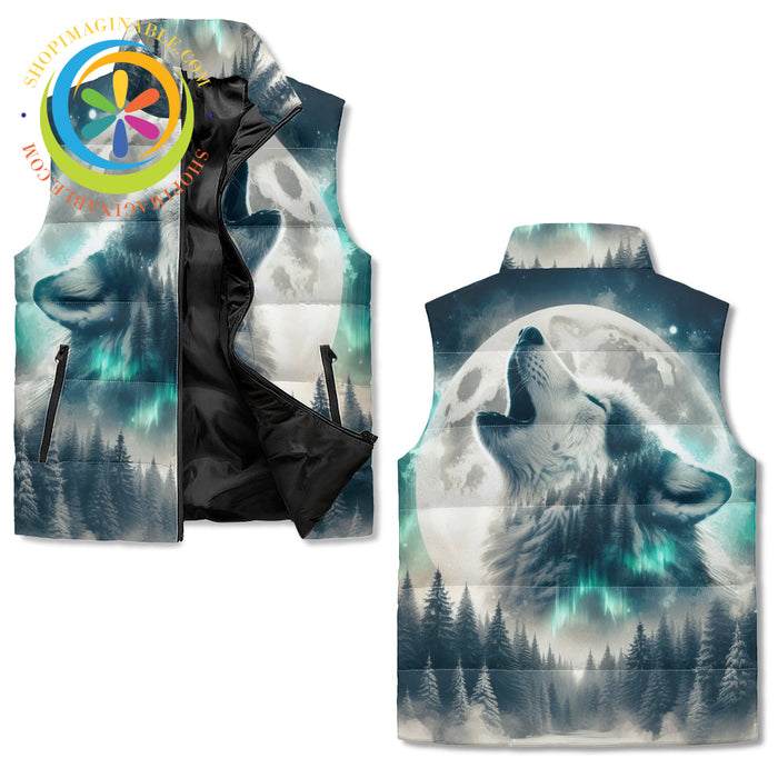 Moonlit Wolf Howl Puffer Vest