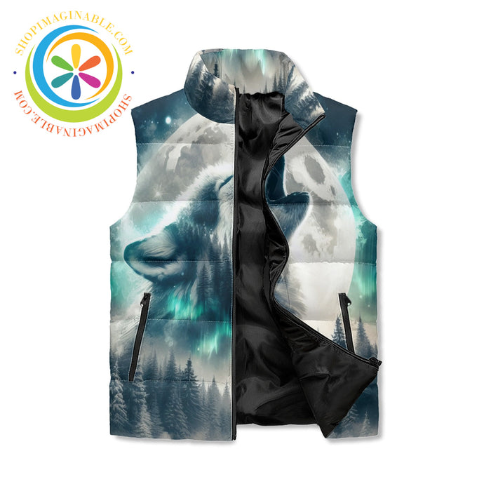 Moonlit Wolf Howl Puffer Vest